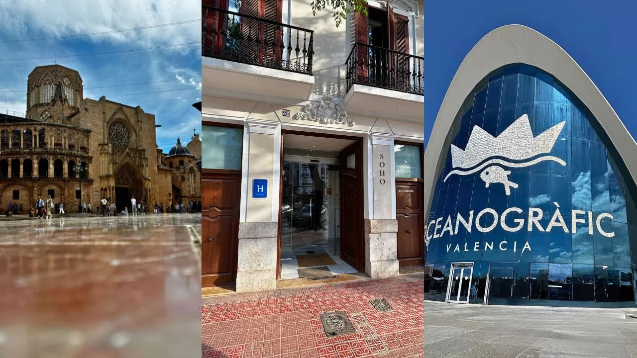 Valencia’s old town, our hotel entrance and the Oceanogràfic